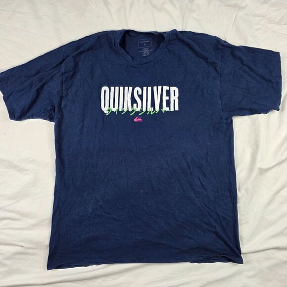 Quiksilver Mens Size XL Blue Shirt Surf Logo Outdoors Short Sleeve Casual Tee - Picture 1 of 9